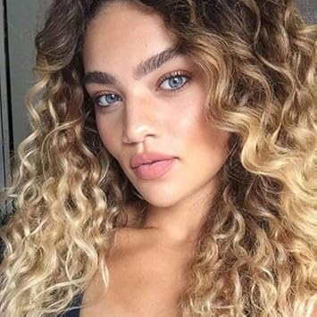 Royalvirgin Synthetic Short Curly Wig Fashion Ombre Color Brown To