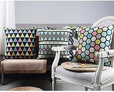 【Bailand】Modern Novelty Country Set of 4 Cushion cover,Sofa cushion Car Office Pillowcase,Beige Cotton Blend Linen Decorative Pillow Cover 18X18 Inch (45X45CM)