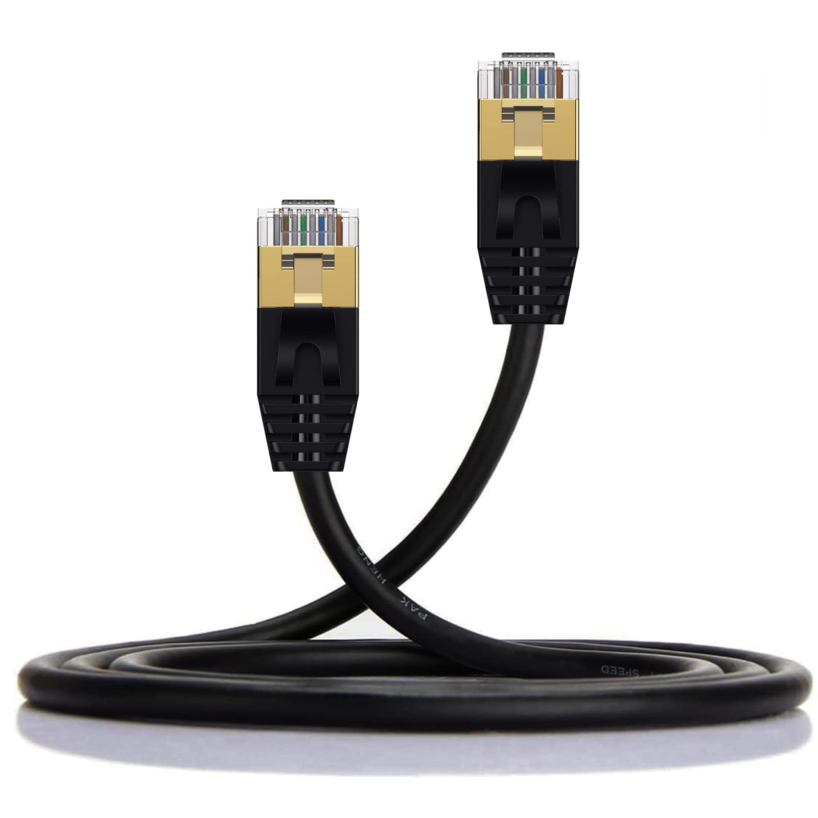 Disscool Cat8 Ethernet Cable, Gold Plated Head High Speed RJ45 Flat Internet Cable Network LAN Patch Cord Male to Male 40GBS/2000Mhz OD3.8mm Indoor&Outdoor for Modem/TV(0.6m,straight to straight)