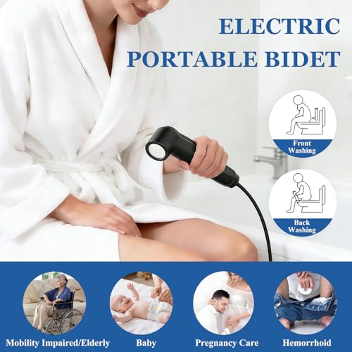 WYJRO Portable Electric Bidet 2.5 L, Perineale Post Partum Bottle Adapter Included, 2 Modes, 60-100 Mins, Rechargeable Hand Shower, Intimate Maternity Shower for Personal Hygiene Travel