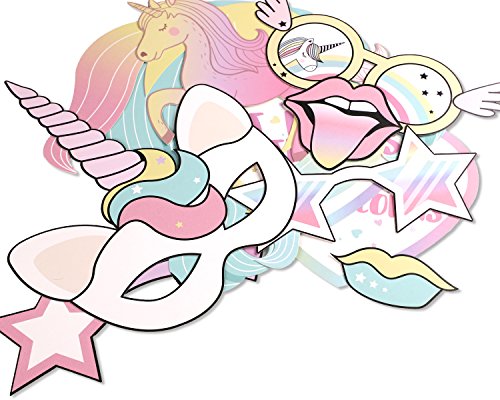 30PCS Unicorn Photo Booth Props - Rainbow Birthday Party Supplies Decorations - Thumbnail 3