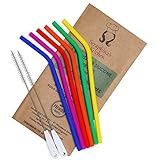 Reusable Drinking Straws BPA Free Silicone - (x6) STANDARD, REGULAR WIDTH 20oz, 30oz, Eco Friendly for Hot & Cold Drinks | Premium Quality, Protect Your Teeth and Reduce Plastic Waste Now!