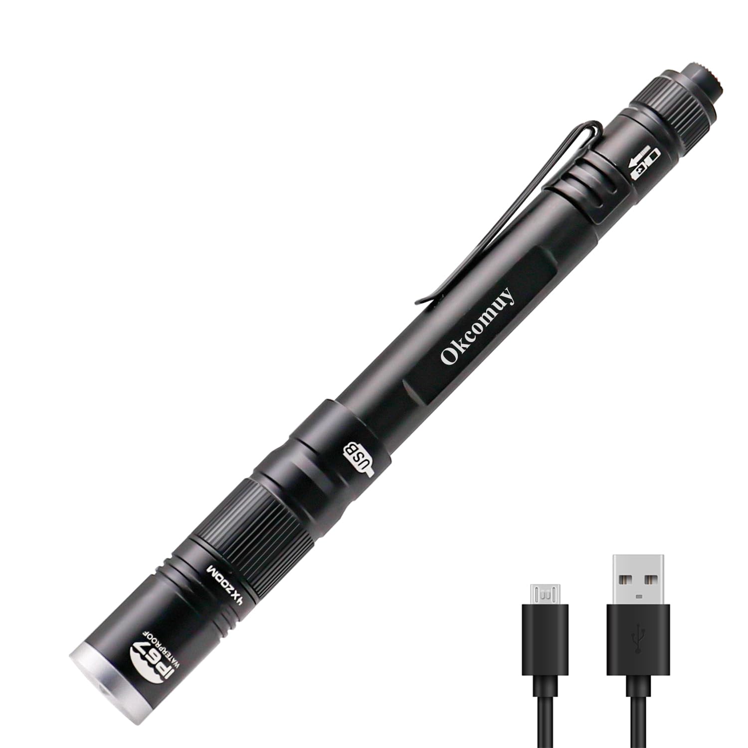 Photo 1 of *UNTESTED*
okcomuy Rechargeable Pen Light Flashlight IP67 Waterproof with Pocket Clip 4-Zoomable, Prefect Pocket Flashlight for Inspection,Work,Repair