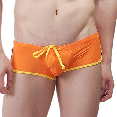 TOOPOOT Men's Swimming Trunks, Mens Boxer Swimming Briefs (XL, Orange)