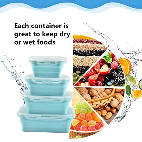 Silicone Lunch Box Set of 3 Collapsible Food Storage Containers with BPA Free Airtight Plastic Lids，Kitchen Microwave Freezer and Dishwasher Safe Kids，for kitchen refrigerator Camping Hiking School