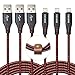 Aasama iPhone Charger 3 Pack 6 Feet Nylon Braided 8 Pin Lightning to USB Cable (With Leather Strap)