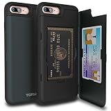TORU CX PRO iPhone 8 Plus Wallet Case Dark Blue with Hidden ID Slot Credit Card Holder Hard Cover & Mirror for iPhone 8 Plus / iPhone 7 Plus - Metal Slate