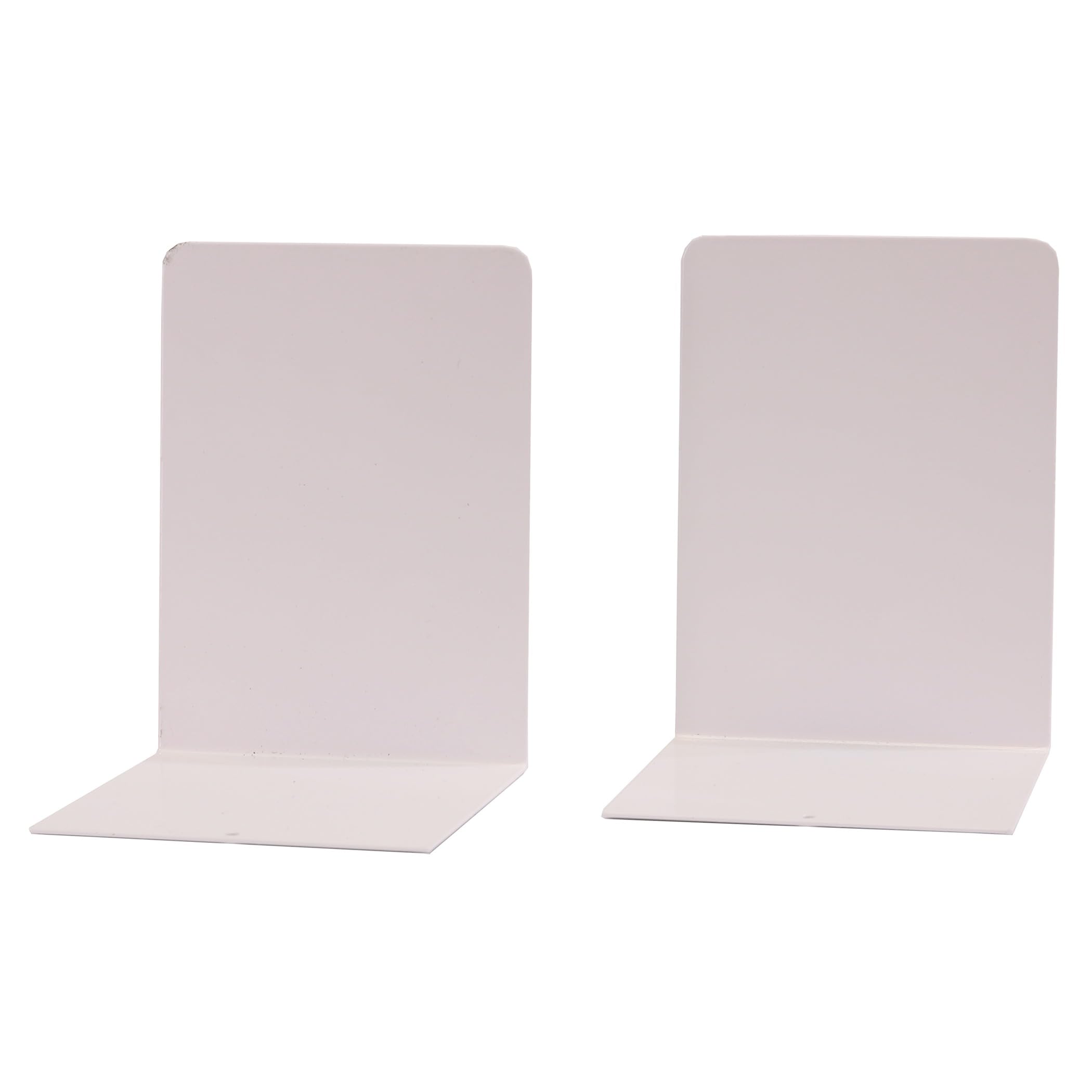 SimonRack Bookends, Bookends, Metal Shelves, 160 x 120 x 120, 2 Units, Book Stand, White