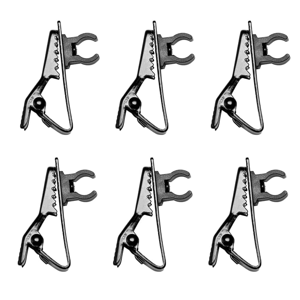 6Pcs Microphone Clips Mini Tie Clips Portable Lapel Mic Clamps for Wireless Microphone (Black)