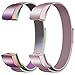 Oitom Fitbit Alta HR Accessory Bands and Fitbit Alta Band,New Fashion Stainless Steel Milanese Loop Wristband (2 Pack Colorful+Sakura Pink, Small 5.1