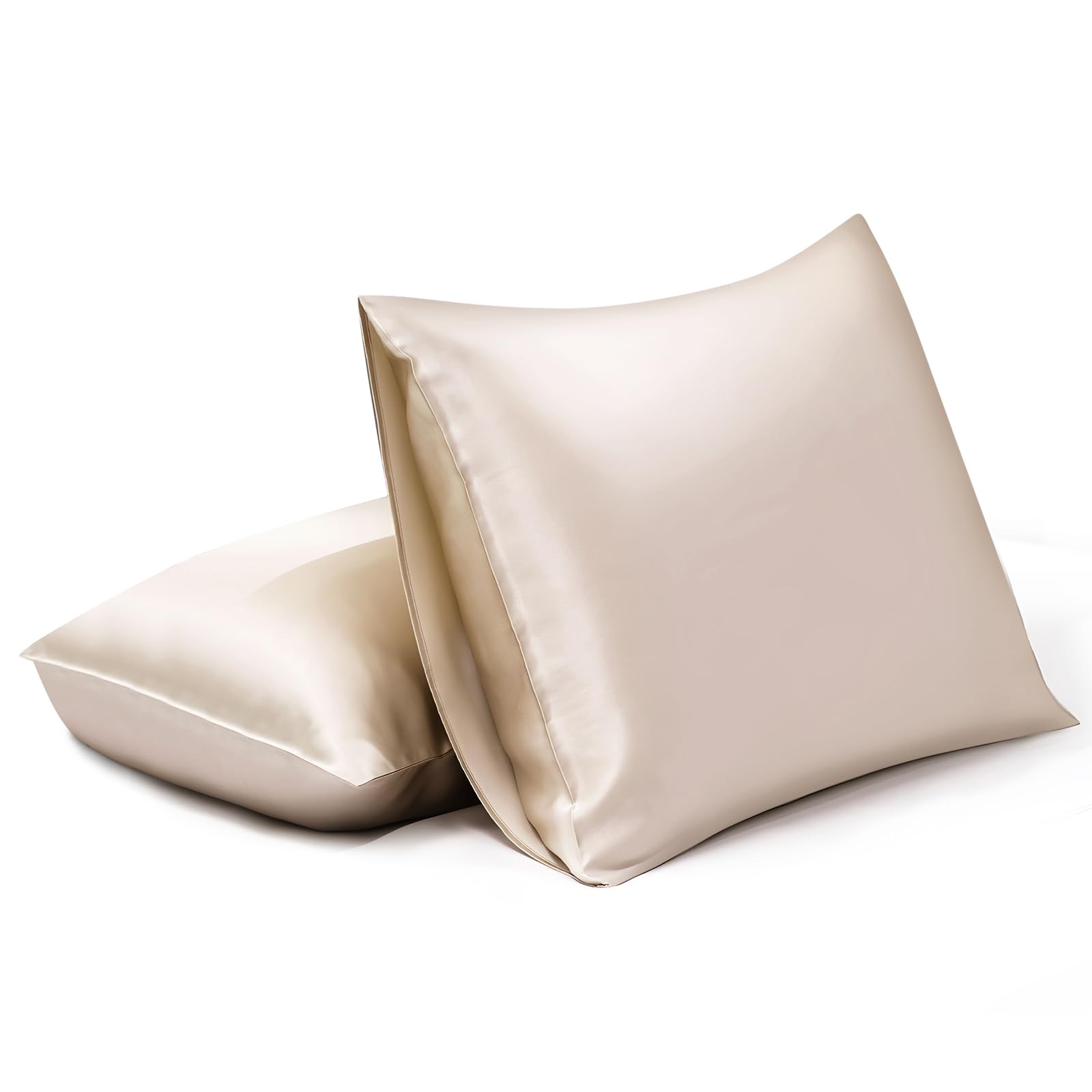 SILKTALE Mulberry Silk Pillowcase Set of 2 for Sleeping without Zipper, Taupe/Beige, Standard Size 50 x 65 cm