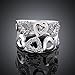 NYKKOLA Beautiful 925 Jewelry Austrian Crystal Hollow Heart Sweet Love Silver Ring Band(O)