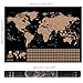 Lazy Monk Scratch Off Map of the World | Travel Poster Destination Tracker Scratching Maps | Large Black & Gold Deluxe Adventure Map with Complete Accessories Set & All Country Flags