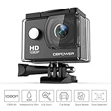DBPOWER 1080P Action Camera 12MP Waterproof Sports Camera 140 Degree Wide Angle Lens, 30m Underwater DV Camcorder with 14 Accessories and 2 Batteries