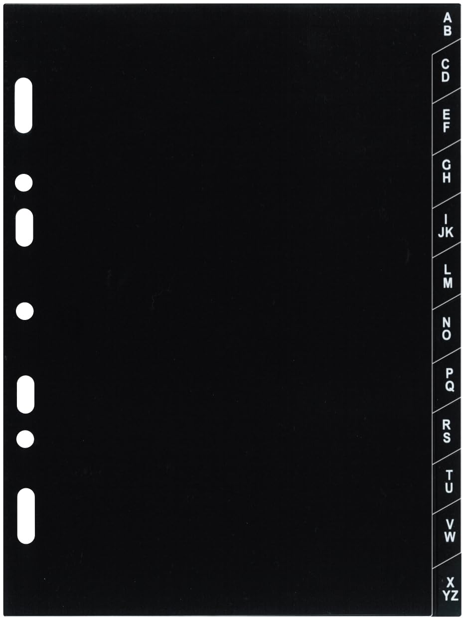 Exacompta 28223 Divider Refill Alphabetic A-Z Plastic for Exatime 21 Organiser 12 Sheets Black