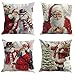 Sunshinehomely Clearance 4PC Christmas Santa Claus Snowmen Red Printed Pillowcase Happy Christmas Pillow Cases Linen Sofa Cushion Cover Home Decor (B)