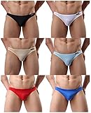 Men Briefs Low Rise Ice Silk Sexy Bikinis Seamless Underwear 6-Pack XXL