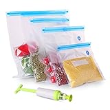 CISNO Sous Vide Bags and 1 Hand Pump for Food Storage & Cooking(5 Bags+1 Pump)