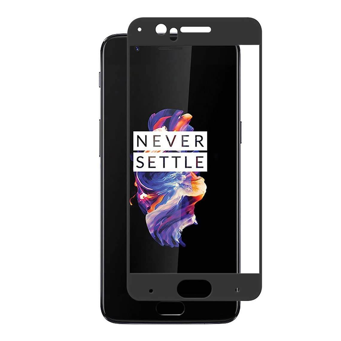 E-Hamii Compatible with OnePlus 5 Screen Protector,[Alignment Frame][High Definition][Bubble Free],3D Premium Tempered Glass for OnePlus 5(Black Edge)