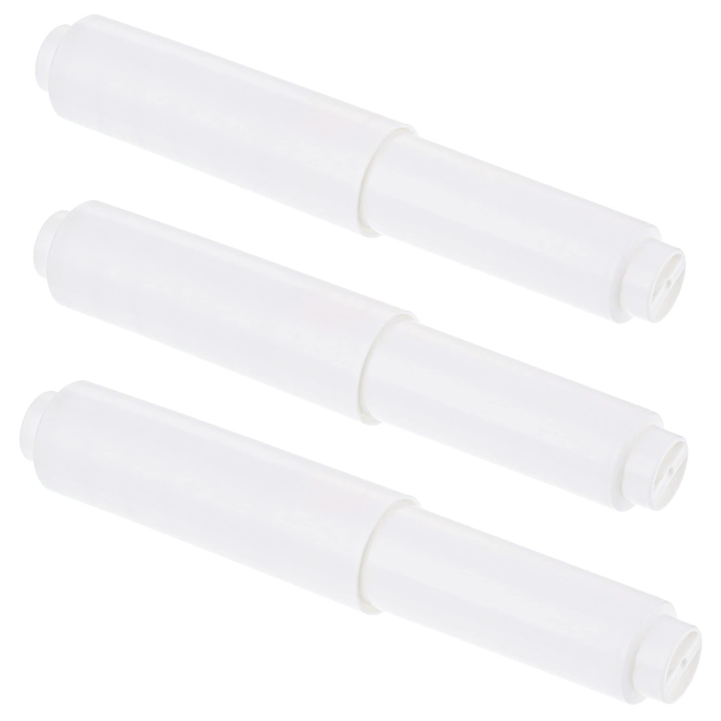 IRYNA White Toilet Paper Holder 3Pcs Plastic Toilet Tissue Paper Roll Spindle Insert in Bathroom Replacement Plastic Spring Roller Loaded