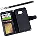 Arae Case for Samsung Galaxy PU Leather Wallet Case Cover (Black, S7 Edge)