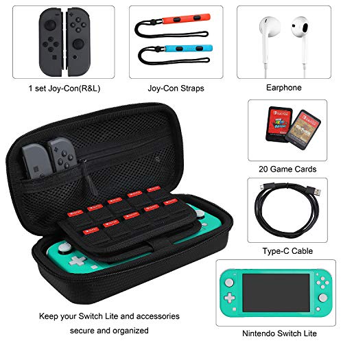 XELIKE Compatible Nintendo Switch Lite Carrying Case, Deluxe Carbon