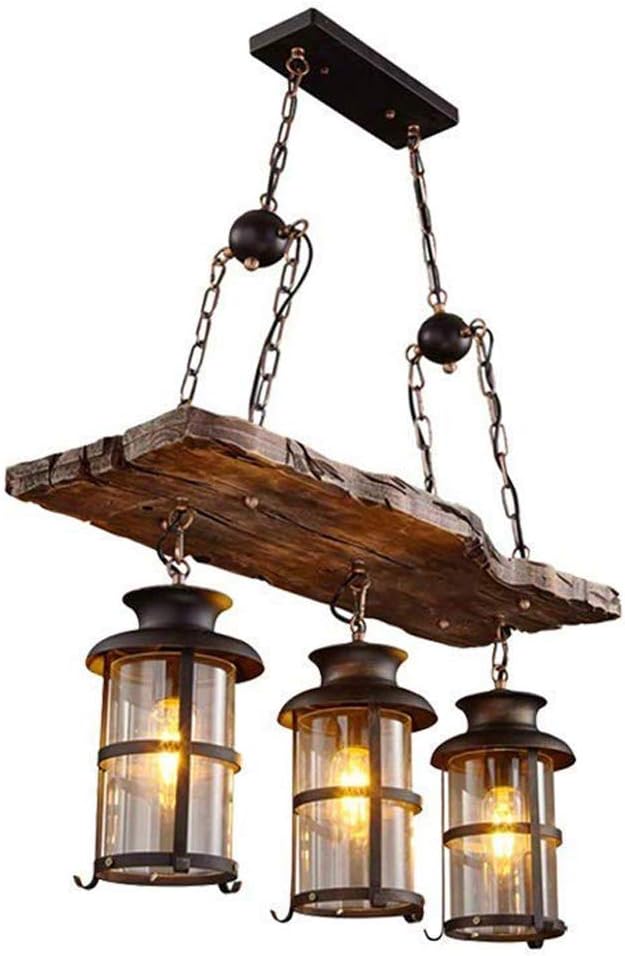NICEWL Vintage Chandelier-Industrial Loft Bar Ceiling Lamp,Retro Wooden Edison Lighting Fixture,Farmhouse Kitchen Living Room Dining Room Decoration Antique Lights