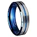 QUEENWISH 6mm Tungsten Ring for Men Women Blue Silver Groove Men's Wedding Bands Beveled Edges Promise Rings Size 4 to 13