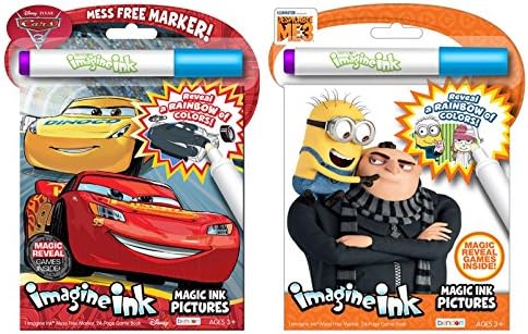 KaleidoQuest Bundle of 2 Imagine Ink Magic Pictures Activity Books - Cars 3 & Despicable Me 3