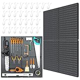 HUHOLE Metal Peg board, Black Pegboard, 32" X