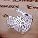 Naivo Retro Europe Style Rose Gold Plated Hollow Hears White Zircon Resizable Band Ringe (silver)