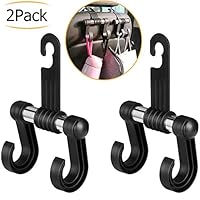 Car-Seat-Headrest-Hooks, Set of 2 Preyda Headrest Hangers Hold Grocery Shopping Bags, Coats, Purses, Baby Supplies for Cars, Jeeps, SUVs, Trucks and More, Black Car Headrest Hooks