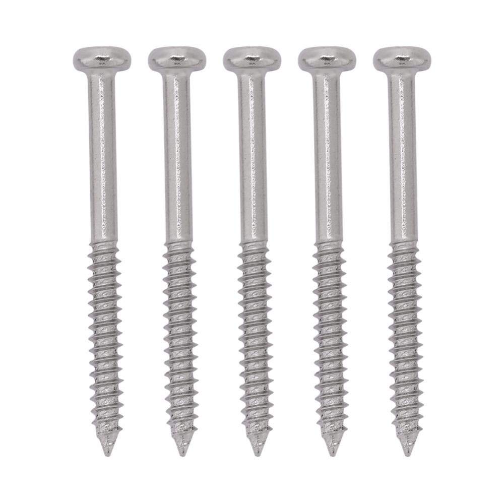 Dilwe 50pcs Bass Pickup Screws, Nickel Plated Steel Bass Pickup Mounting Screws Repair Parts for JB Jazz Bass Electric Guitar Accessories