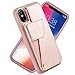 ZVEdeng iPhone X Wallet Case with Card Holder, iPhone X Rotational Case Leather Wallet Phone Case Slim Magnetic Flip Case Protective Cover for Apple iPhone X/XS (5.8inch)-Rose Gold