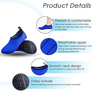 Jiamus Schwimmschuhe Damen Herren Strandschuhe Surfschuhe Aquaschuhe Barfuß Badeschuhe Wasserschuhe für Wassersport Beach Pool Surfen Yoga,M(39/40EU Herstellergröße 40/41) 5 Schnorchelmasken 51YNcslHv%2BL. SS300 Obermaterial: Neoprene.PERFEKTES MATERIAL: 92% Polyester + 8% Elasthan. Atmungsaktive ultraleichte Stoffe mit feinem Stretch an der Oberseite, flexibel und bequem. Der glatte Hals verhindert ein Scheuern beim Tragen unserer Wasserschuhe. FUSSSICHERHEIT - Tragbare und hochwertige Gummisohle, die Ihre Füße vor Verletzungen durch scharfe Gegenstände schützt. Mit einer ergonomisch geformten, stoßdämpfenden Ausführung
Innenmaterial: Textil.Bequem, atmungsaktiv und elastisch. Leicht zu reinigen,Die Schuhe trockenen in der Sonne sehr schnell.
Sohle: Gummi.Sohle aus ist rutschfestes. Die Leistung, ist hervorragend.So können Sie Trost im Wasser, Turnhalle und am Strand spielen. Weich und flexibel.