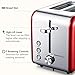 Bonsenkitchen 2 Slice Red Toaster, Extra Wide Slot 5.5''*1.4'' for Bagel, 7 Browning Settings, Defrost/Bagel/Cancel Functions, Stainless Steel Bread Toaster