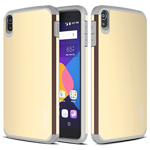 OneTouch Idol 3 (5.5) Case, RANZ Grey with Gold Hard Impact Dual Layer Shockproof Bumper Case For Alcatel OneTouch Idol 3 (5.5)
