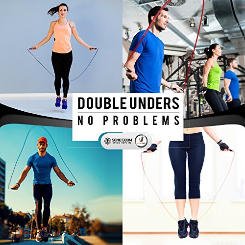 Sonic Boom M2 High Speed Jump Rope - Patent Pending Self-Locking, Screw-Free Design – Weighted, 360 Degree Spin, Silicone Grip with 2 Speed Rope Cables for Crossfit, Home Workout, & More - Thumbnail 5