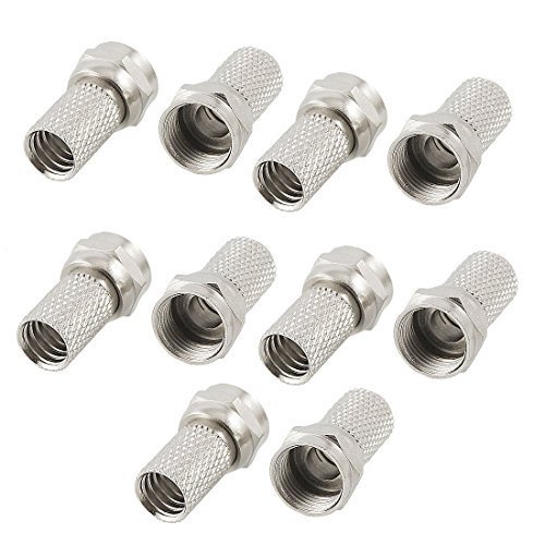 yueton Rg6 F-Type Male Twist-on Coax Coaxial Cable Radio Freqency Rf Connector Adapter 10 Pcs