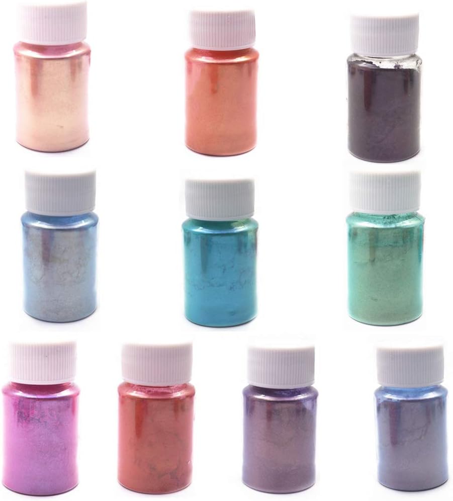 EAPTS 10 Pcs Colorful Aurora Powder Dyed Polarized Powder Anti-Sinking Bottom DIY Handmade Glitter Epoxy Mold Jewelry Making Material
