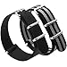NATO Strap 2 Packs Canvas Fabric Nylon Watch Straps with Stainless Steel Buckle,Adebena Ballistic Replacement NATO Watch Bands Width 20mm Black and Black/Grey