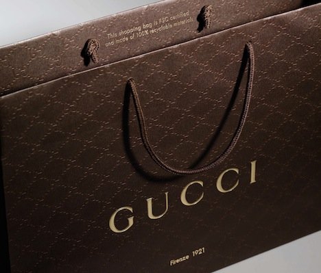 2 Gucci Gift Paper Shopping Bag 100% Authentic 9" Wide X 6 5/8" High X 3 1/2" Deep - NEW Brown Color