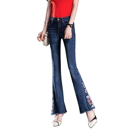 Jeans Ropa Pantalones Vaqueros Para Ninas Flor Bordada Denim