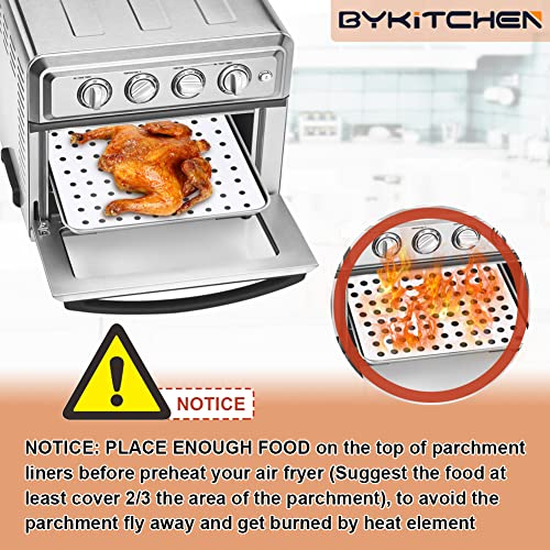 BYKITCHEN Air Fryer Oven Liner, 9x11 Inch, Perforated Rectangle Air Fryer Parchment Paper