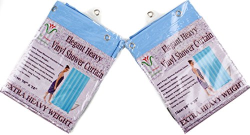 Venice Collections 2-Pack Heavy Duty 100% Water, Mold, Mildew Repellent, 10 Mil, Durable Shower Curtain Liner with Reinforced Header, Rustproof Grommets, Weighted Magnetic Hem Sky Blue