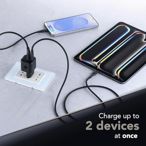 Chargeur Mural avec Technologie GaN 30W – 2 Ports USB-C et USB-A – Charge Rapide – Format Compact – Noir