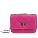 HDE Women's Small Crossbody Handbag Purse Bag with Chain Shoulder Strap (Hot Pink)