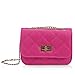 HDE Women's Small Crossbody Handbag Purse Bag with Chain Shoulder Strap (Hot Pink)