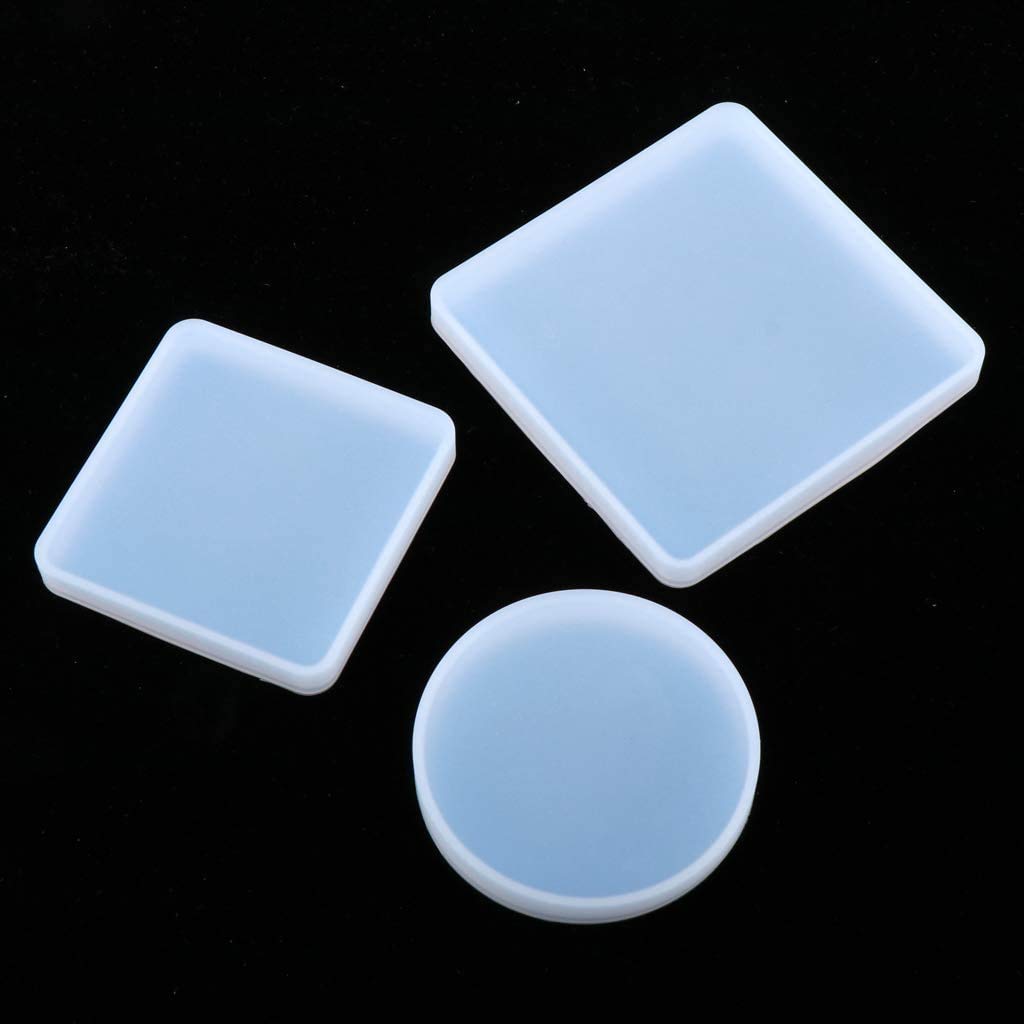 POFET 3pcs Resin Square Round Mould for Resin Jewelry Making Tools,Silicone Resin Coaster Moulds Including Round and Square Shape for DIY Coaster Home