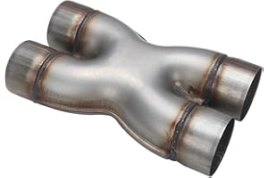 A-KARCK Exhaust X Pipe Dual 3" Inlet, 12" Long Dual 3" Outlet Stainless Steel X Pipe for Smoother Exhaust (Wide-body)